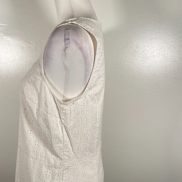 Banana Republic Sheath Dress Womens Size 10 White Eyelet Round Neck Back Zip - Picture 6 of 15
